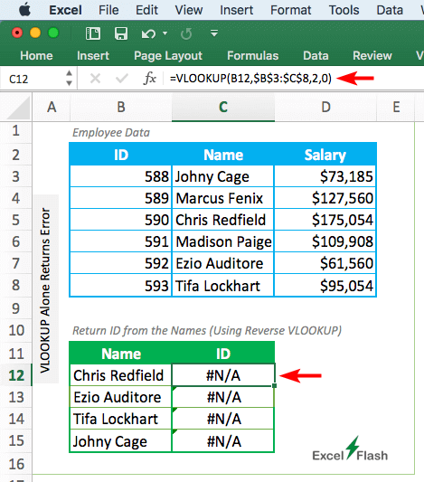 By Default VLOOKUP Can't Lookup Right to Left