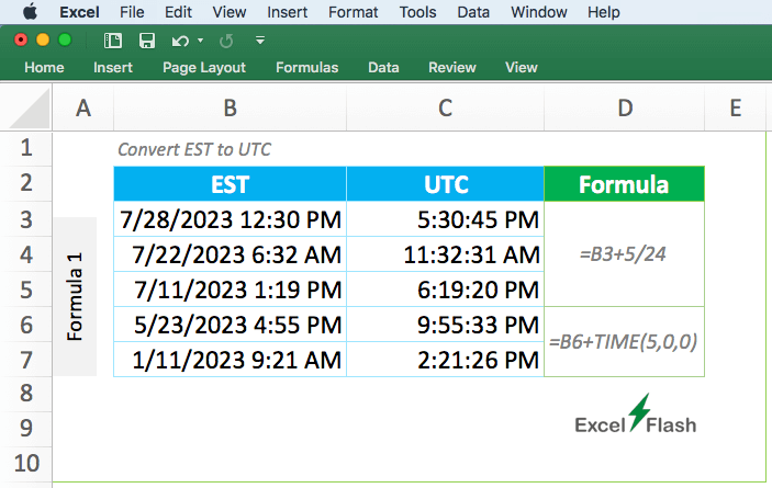 Convert EST to UTC Excel