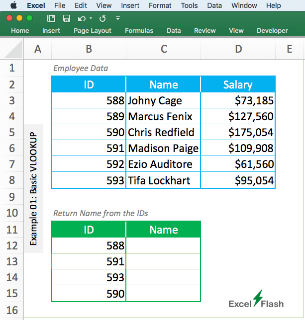 Basic VLOOKUP Exercoses for Excel PDF with Answers