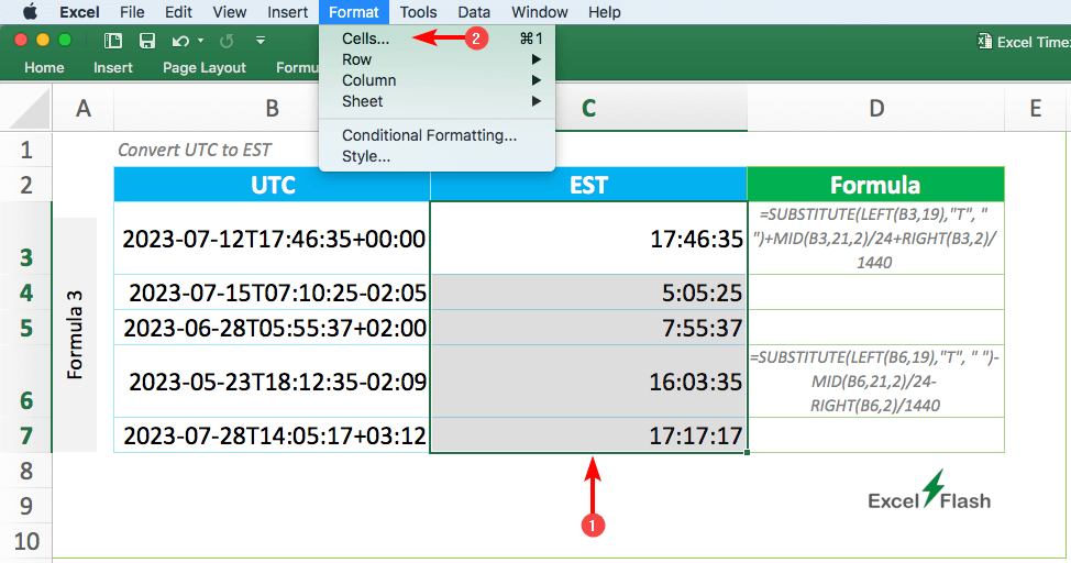 Format Tab in Excel Mac