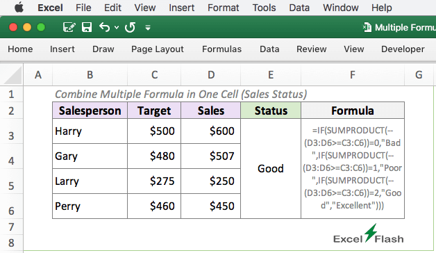 Combine Multiple IF Formulas in Single Cell