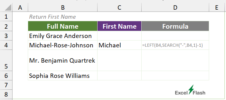 Combining LEFT SEARCH Functions to Get First Names
