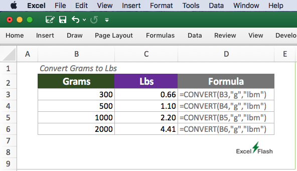 Convert Grams to Lbs Formula