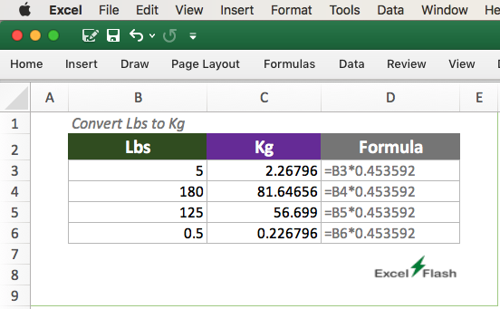 Convert Lbs to Kg by Multiplying