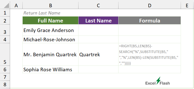 Ignore Prefix and Split Last Names in Excel
