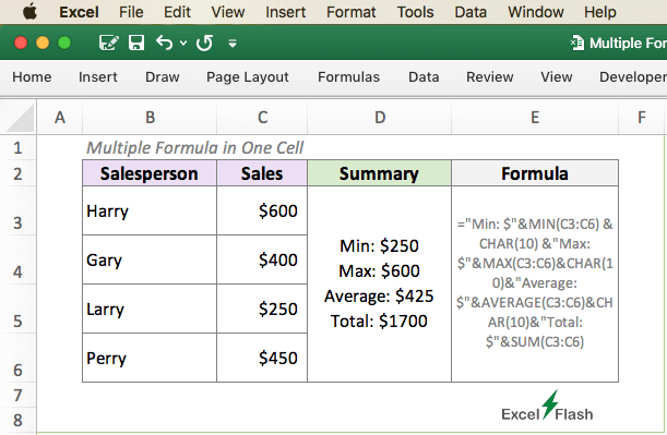 Multiple Formulas in One Cell in Excel